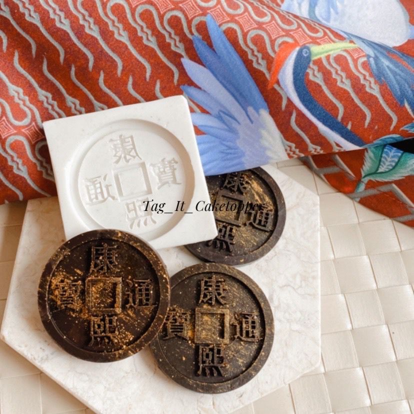 Cetakan Silikon Koin Kuno China Silicone Mold Chinese Coin Cina hiasan imlek parcel Hampers Sincia C