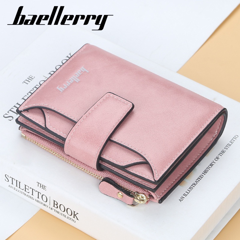 [BISA COD] Dompet Wanita Dompet Lipat Kulit Baellerry Pria dan Wanita Bahan Kulit Original N2349