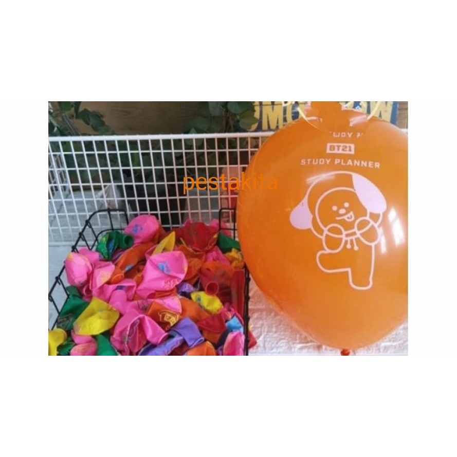 BALON KARAKTER BT21 ISI 5 PC / BALON LATEX KARAKTER BT21 MIX WARNA