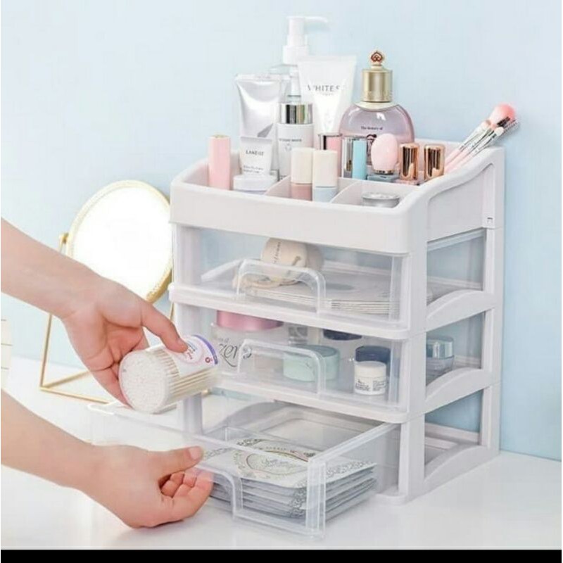 Rak Kosmetik 3 Susun Laci Plastik Serbaguna Tempat Make Up Organizer