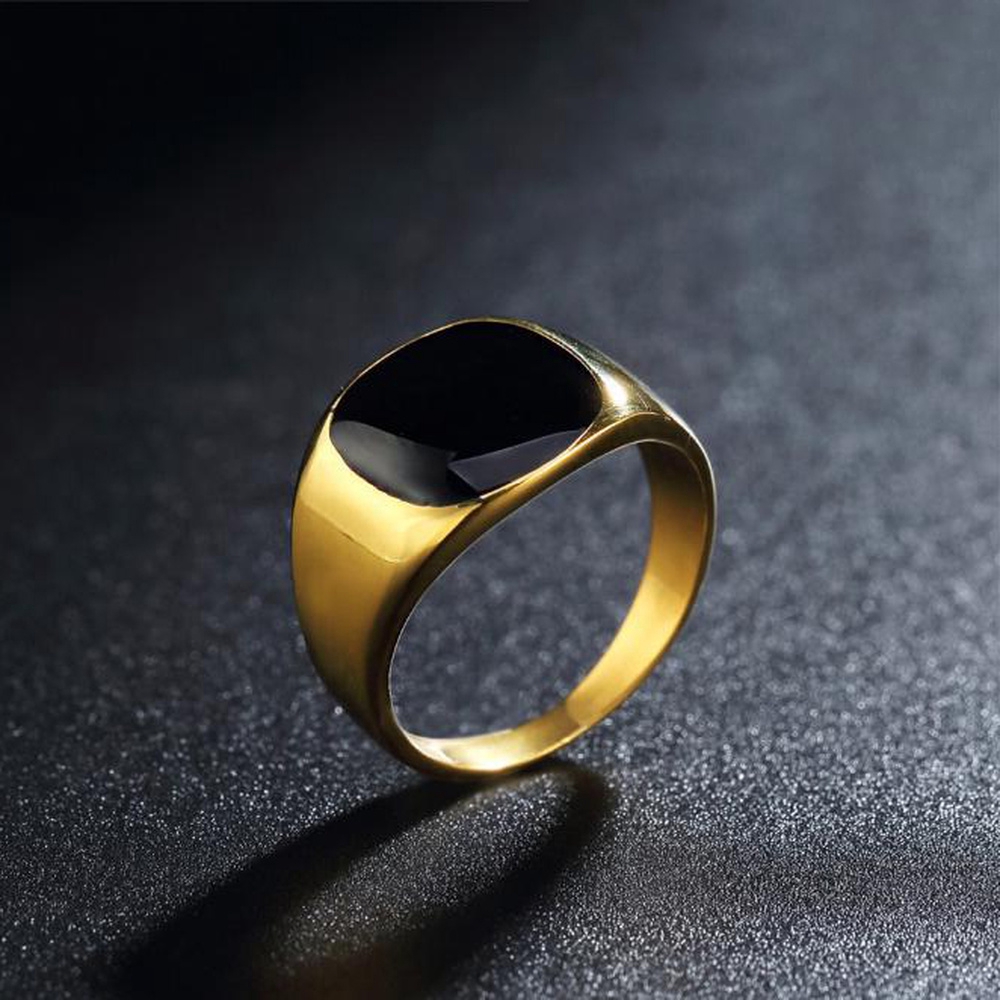 18k Emas Perak Baja Titanium Dipoles Enamel Hitam Kristal Pria Wanita Perhiasan Fashion Aksesori Cincin Rings