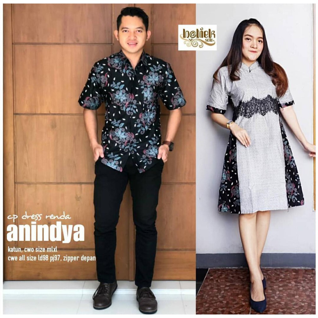 Couple Lolita Brokat Batik Midi Dress Renda Anindya Midi Brokat Bruklat Sarimbit Cantik Pesta Gaul