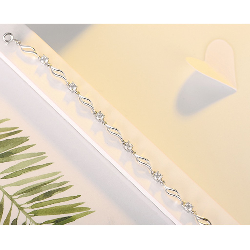 925 gelang perak murni untuk wanita gelombang air dengan berlian gelang perhiasan fashion