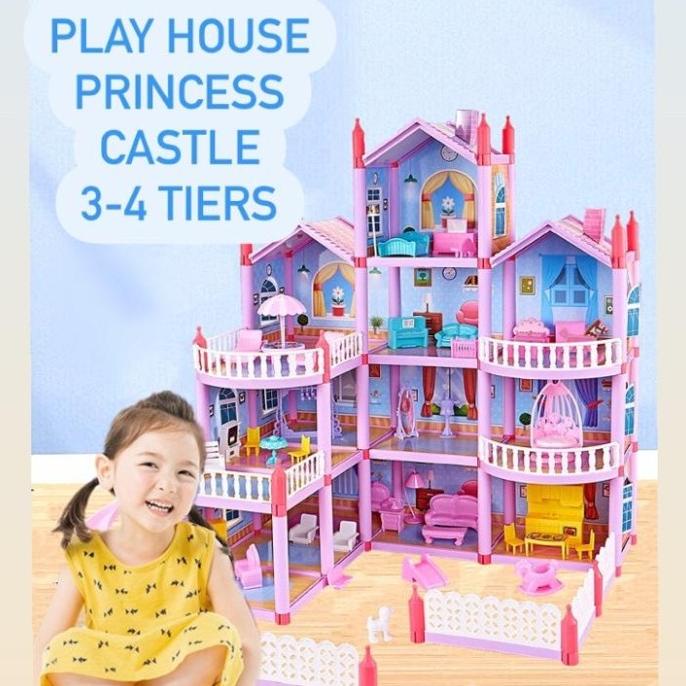 988 MAINAN PRINCESS CASTLE RUMAH BARBIE PLAY HOUSE ANAK 3-4 TINGKAT