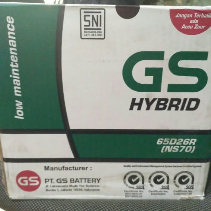 Aki Mobil / Battery GS ASTRA Type GS HYBRID 65D26R NS70 12V 65AH