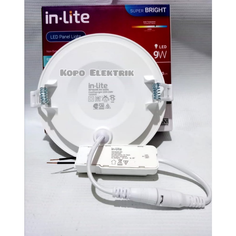 (BERGARANSI 1 TAHUN) INLITE Downlight Led Panel 9 Watt BULAT 9w