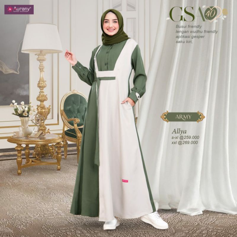Gamis Aurany GSA 40 - Army #Baju Remaja Dewasa Busui Kualitas premium #OOTD#COD