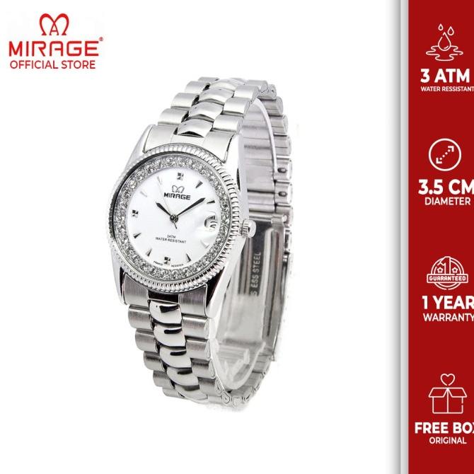 Jam tangan Wanita Mirage Permata Original Silver