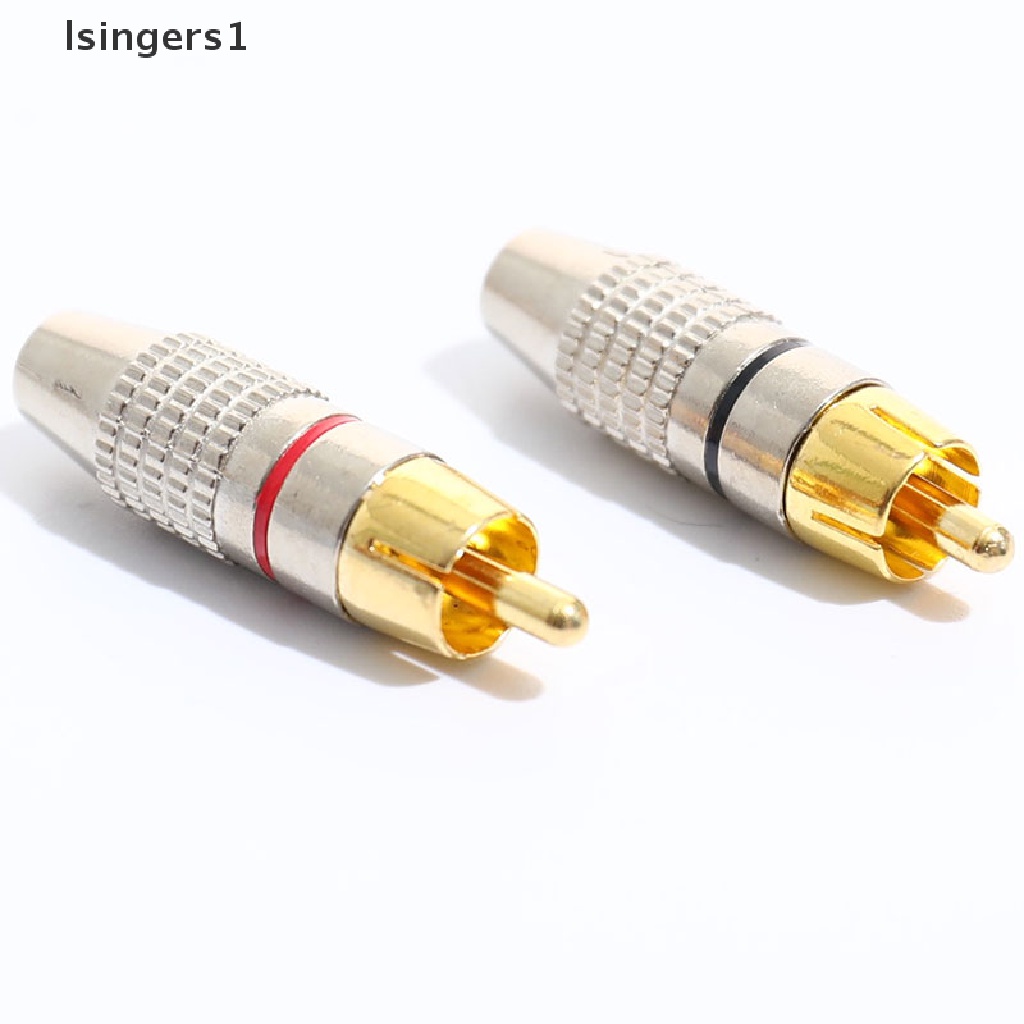 (lsingers1) 10pcs / Set Plug Konektor RCA Male Lapis Emas Untuk Kabel Audio / Video