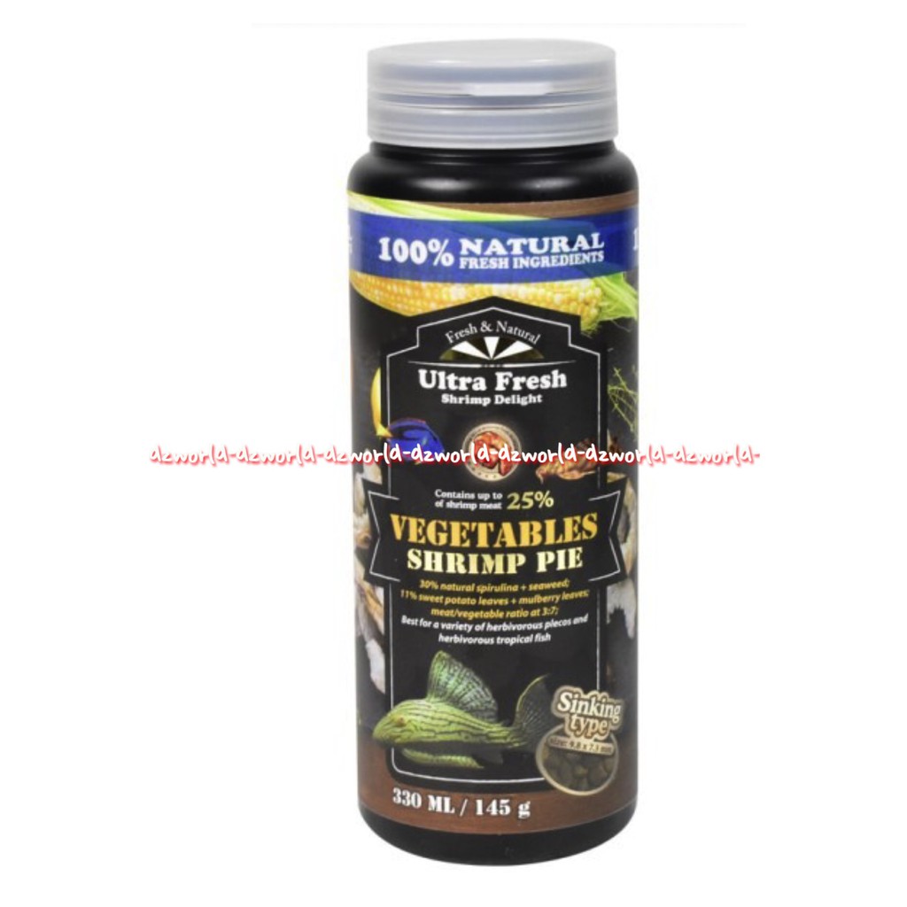 Ultra Fresh Vegetables Shrimp Pie 330ml Makanan Pellet Ikan Sinking Tyoe Model Tenggelam Ultrafresh Vege Table Shrimps Pai Fish Food