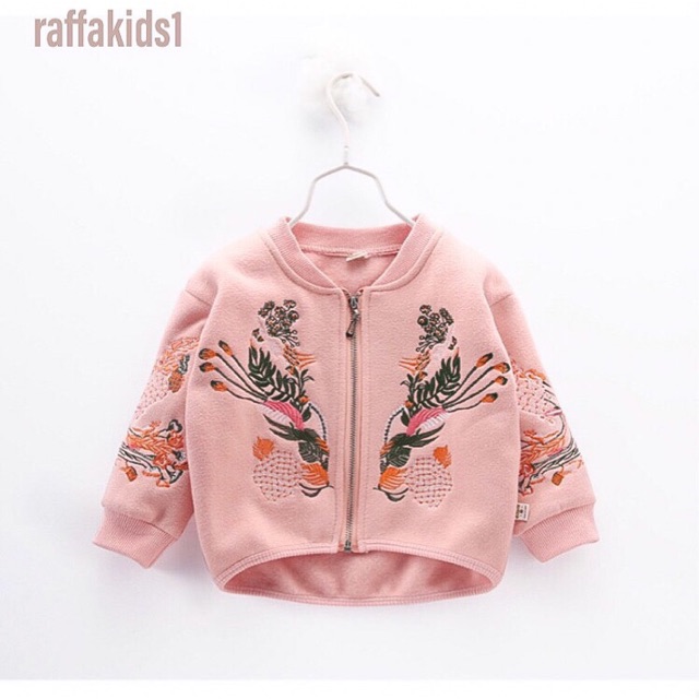 jaket motif bunga bordir