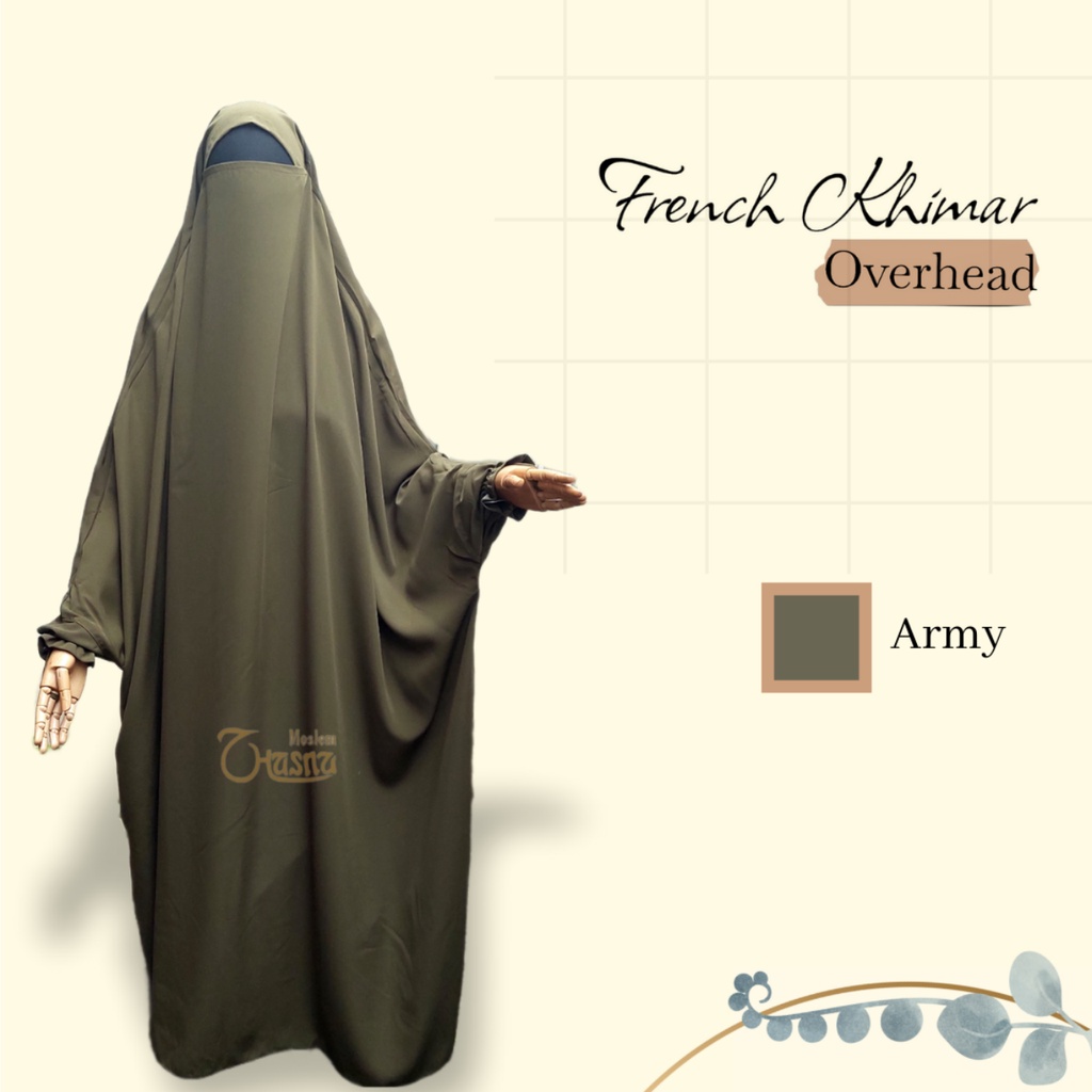 Terbaru Overhead French Khimar Termurah Overhead Khimar Terusan Gamis Overall French Khimar Onepiece