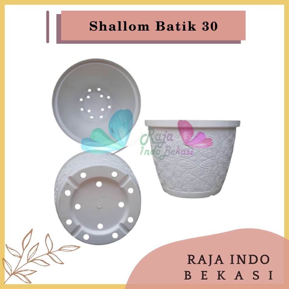 Rajaindobekasi Pot Shallom Batik 30 Putih Pot Bunga Motif Batik Timbul Pot Bunga Besar Murah Tebal Bagus Bukan Pot Shallom Glory Glori 30 35 40