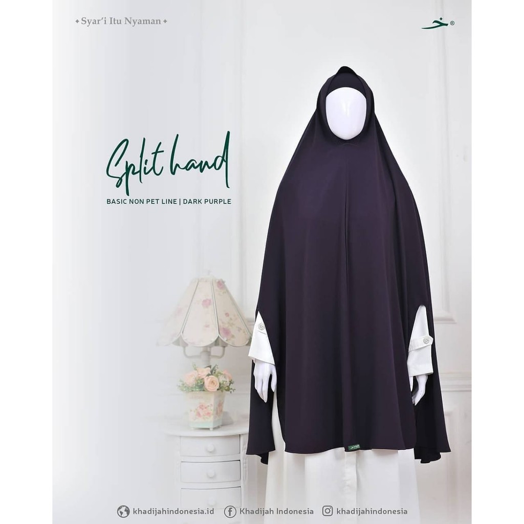 Hijab Instant Khimar Basic Non Pet Line Split Hand - Khadijah Indonesia