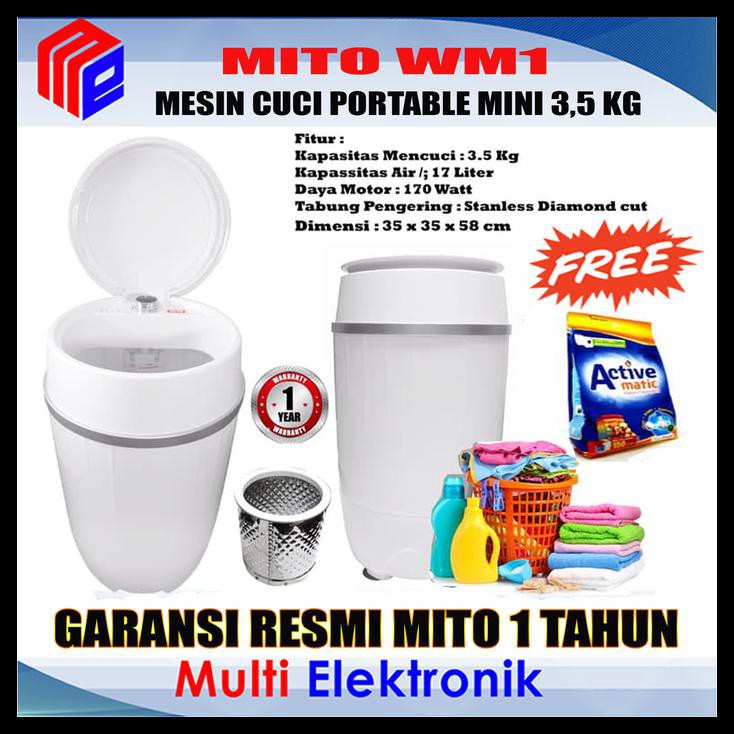 MESIN CUCI PORTABLE MITO WM1 - MESIN CUCI MINI PORTABLE 3,5 KG
