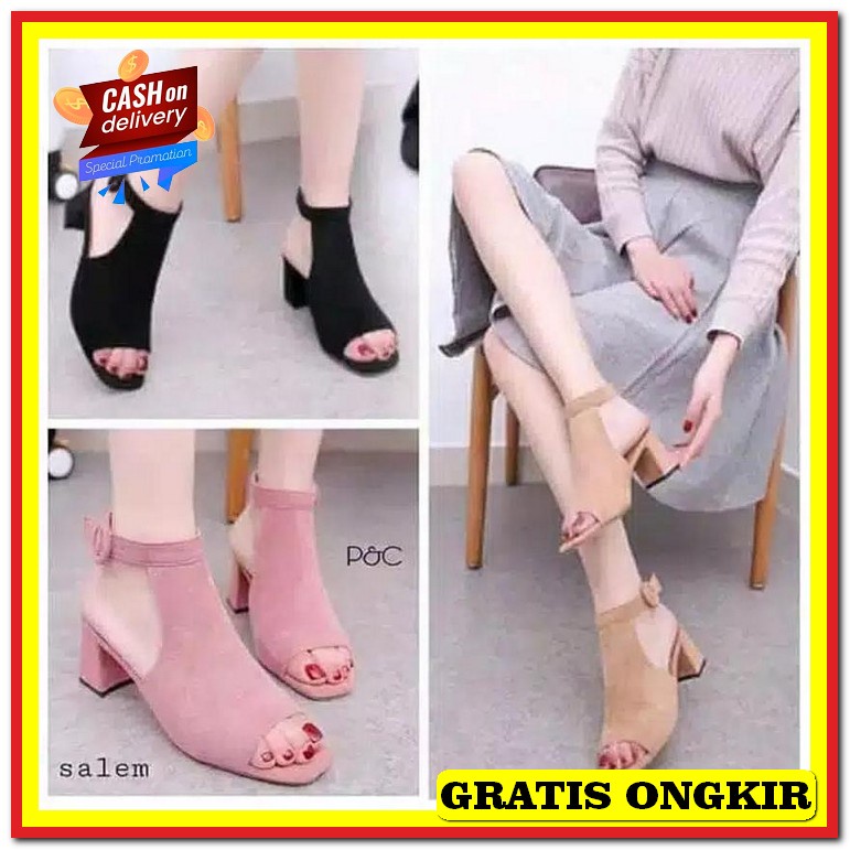 Aurelli Sepatu Pengantin Haihil Wanita Sepatu Hak Pesta Kondangan Ea61 Hak Tahu Kokop / Sandal Hak