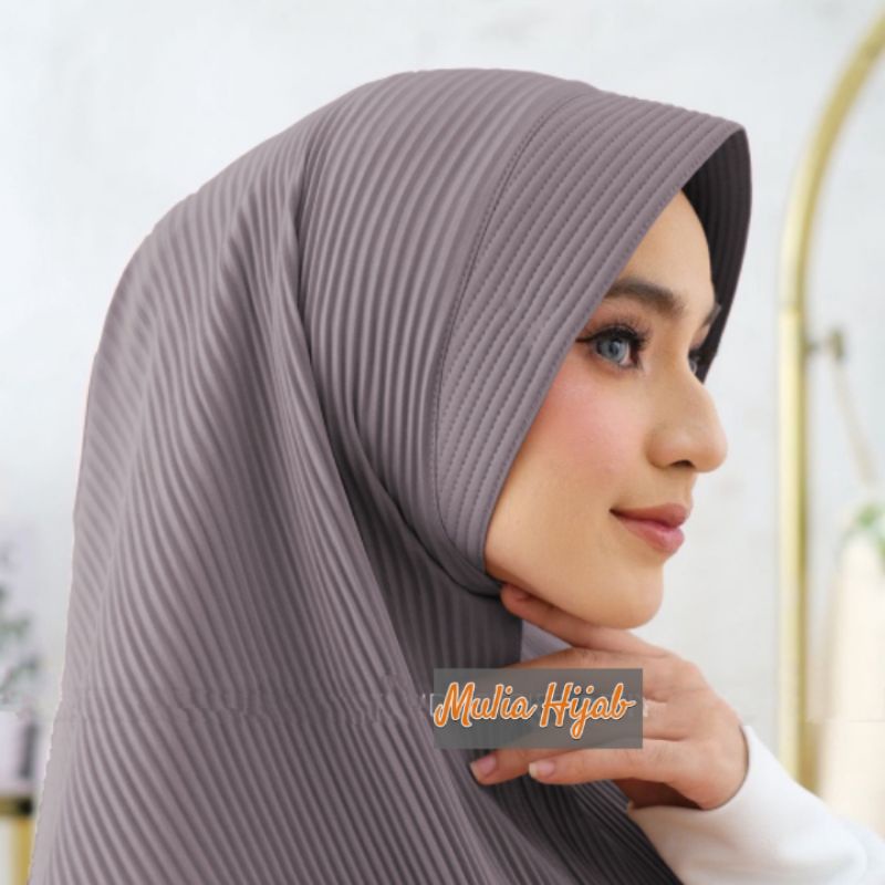 Hijab Instan Plisket Syar'i Jumbo Yadni Jilbab Plisket Jersey Jumbo XL Terbaru Kerudung Langsungan M