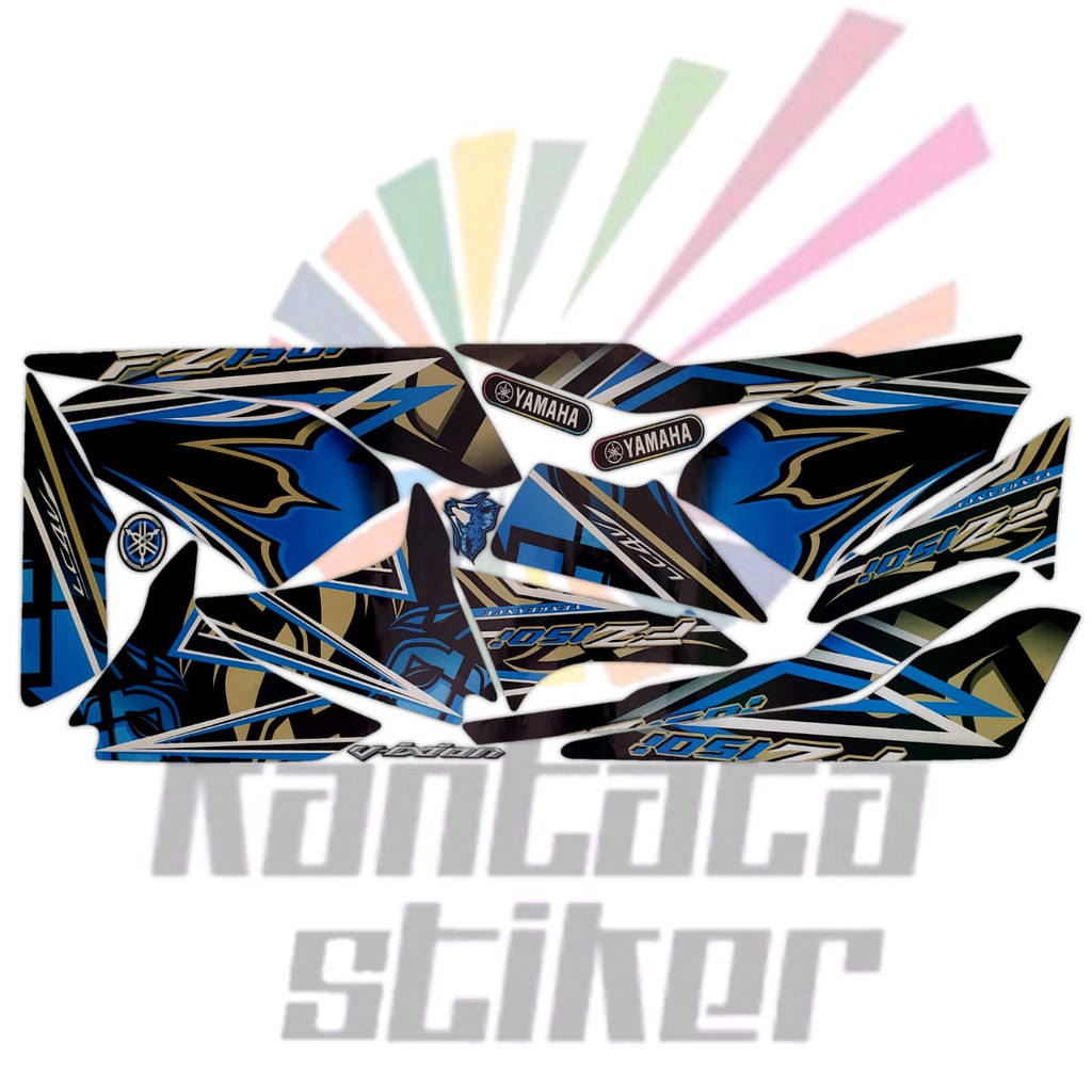 Stiker Striping motor Vixion Old FZ150i Hitam-biru