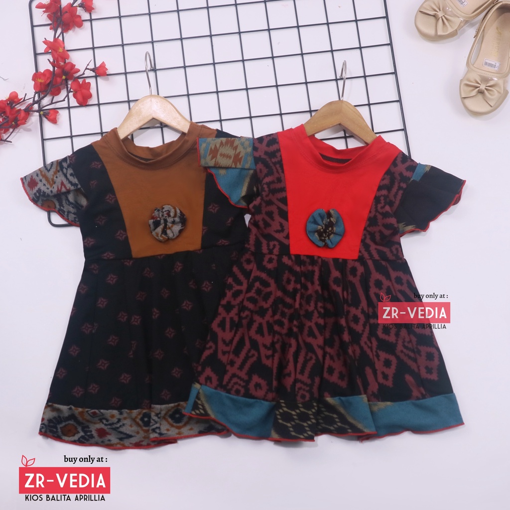 (BATIK) Dress Tania uk 6-18 Bulan / Dress Anak Perempuan Lengan Pendek Baby Brand Baju Pesta Murah