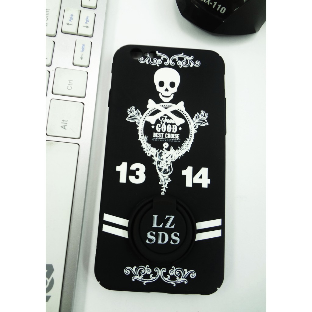 Iphone 6 / 6S Black &amp; White Case LZSDS Skull With Ring Stand | Hardcase Ring