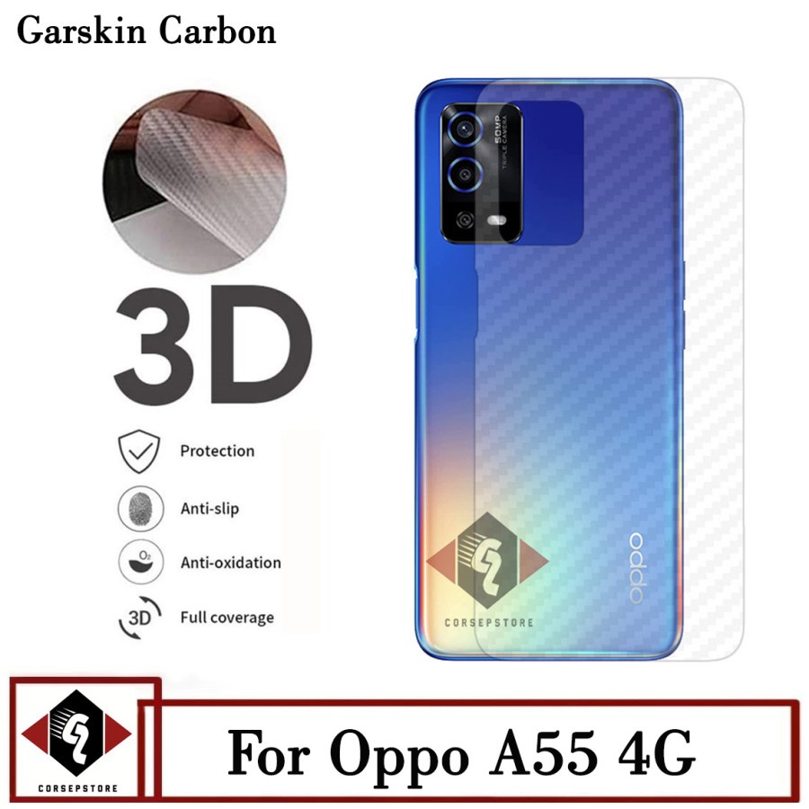 OPPO A57 2022 A55 A16K A16e A76 ANTI GORES BELAKANG SKIN KARBON GARSKIN ANTI JAMUR CARBON TRANSPARAN PELINDUNG BELAKANG