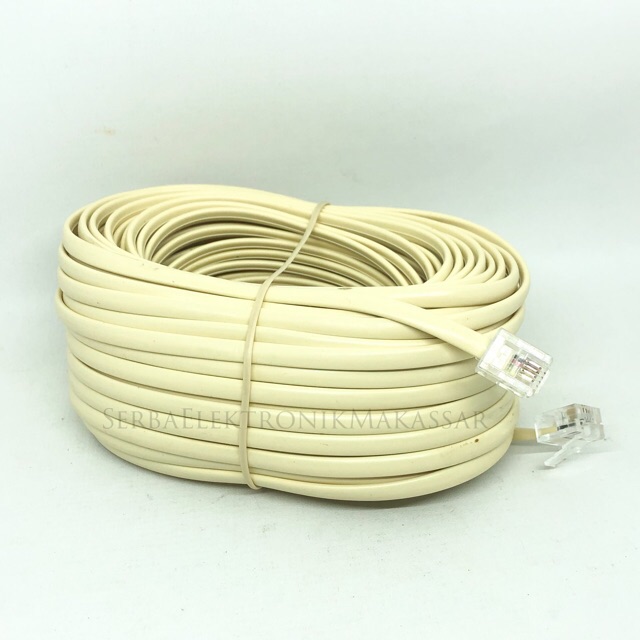 Kabel Line Telepon Fax RJ11 4pin 20Meter