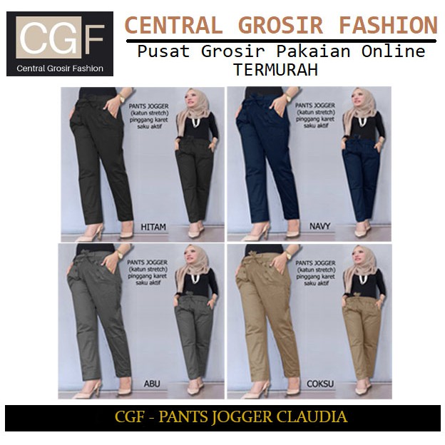 Pants Jogger Claudia - Central Grosir Fashion (CGF) - Ukuran XL-5XL - Matt Katun Stretch