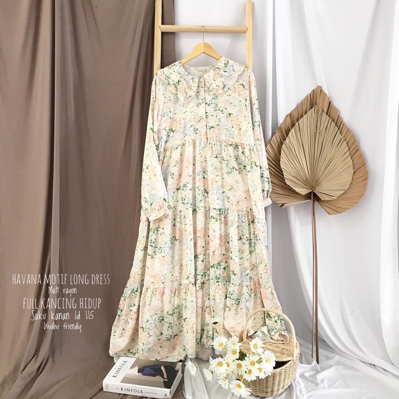 midi gamis | daster muslim lengan panjang | qiana dress