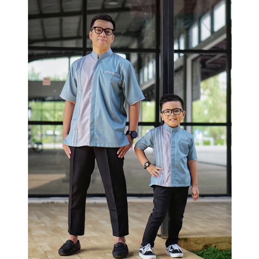 Koko Couple Pria Ayah dan Anak warna Biru wardah