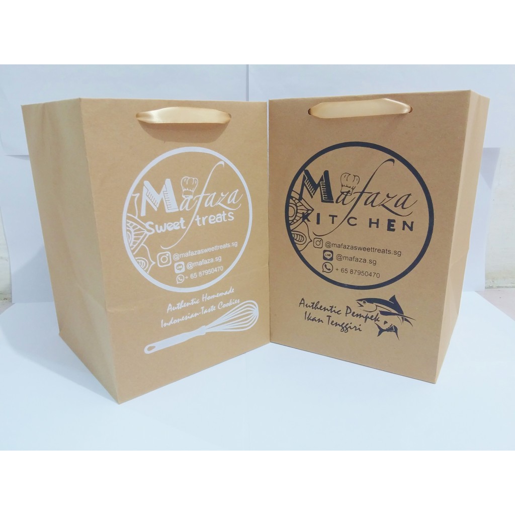 Jual Paper Bag Custom Kraft Cokelat Sablon Satu Warna Size Plt X X