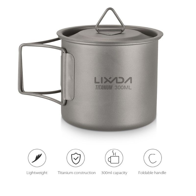 Lixada titanium cup 300ml mug cangkir portable Ultralight outdoor camping