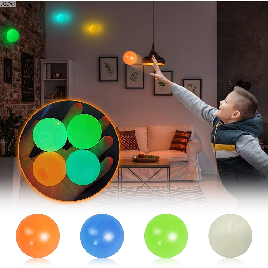 Ceiling Sticky Wall Balls Stress Relief Balls Glow In The Dark Sticky Squash Ball Globbles Decompres