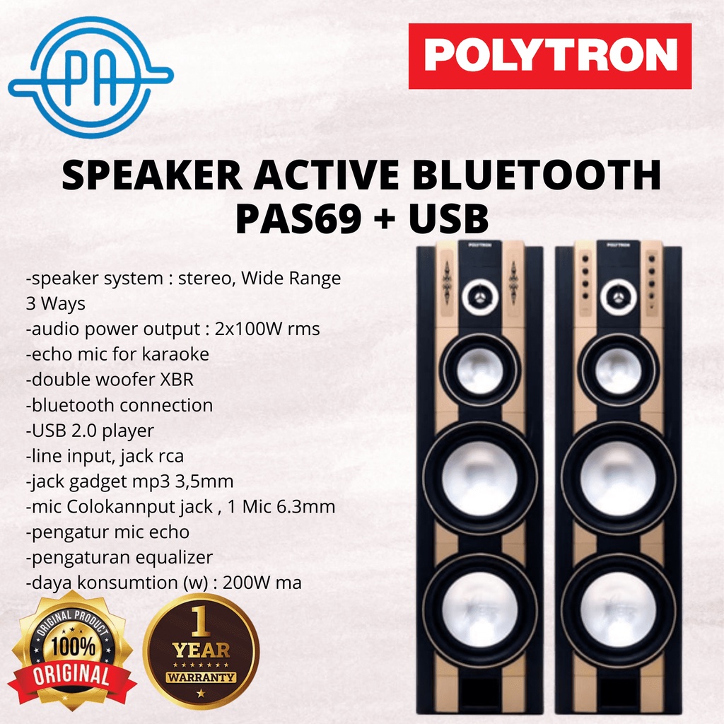 SPEAKER POLYTRON PAS 69 / SPEAKER ACTIVE BLUETOOTH PAS69 + USB