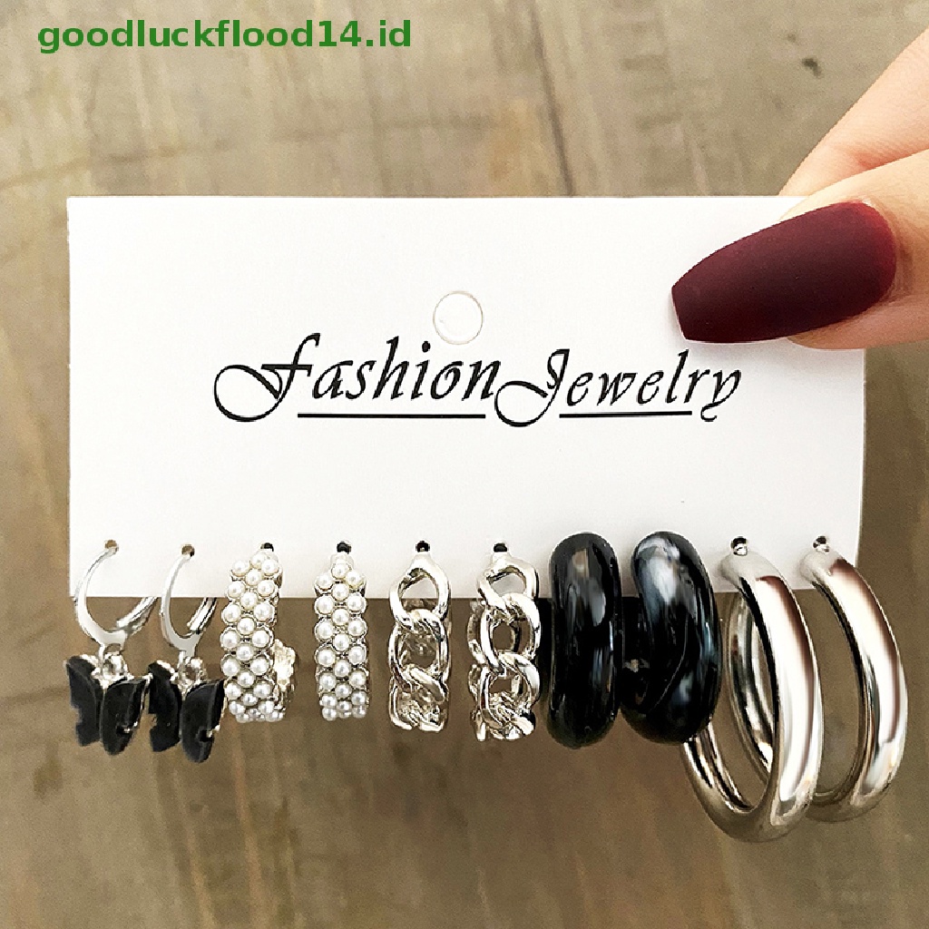 5 Pasang / Set Anting Mutiara Bahan Logam Untuk Aksesoris Wanita