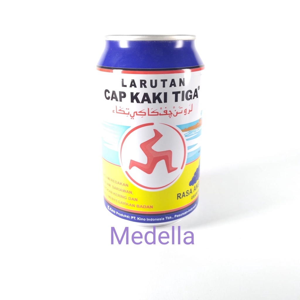 

Larutan Cap Kaki Tiga Rasa Anggur/ Grape Kaleng isi 320 ml