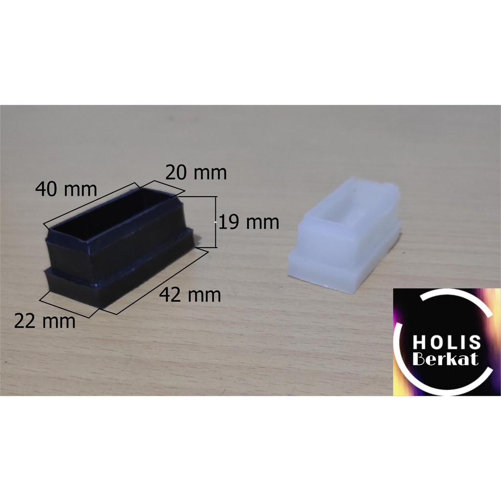 Kaki Plastik Hollow untuk Alas Meja &amp; Kursi 40mm x20 mm - Hitam/Putih - Hitam