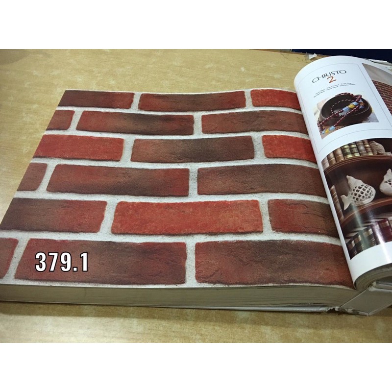 Wallpaper Dinding Motif Batu Bata Merah & Putih 3D CHO2