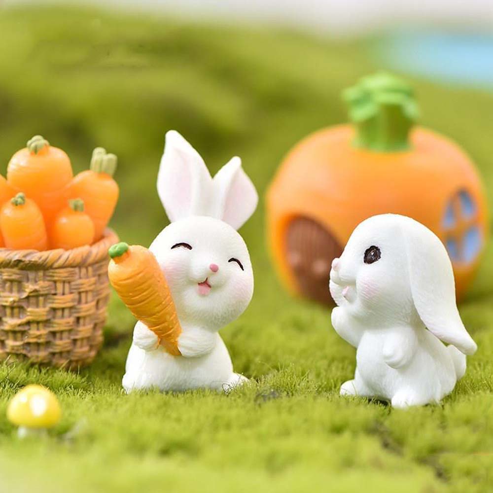 MXBEAUTY Crafts Miniatures Animal Cake Decoration Figurine Carrot Cute Bonsai DIY Small Statue Bunny Ornaments