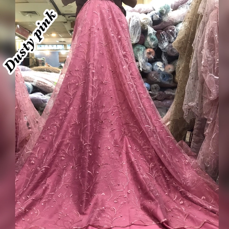 PROMO!!! Kain bahan tile akar mutiara / bahan kebaya brokat tulle.