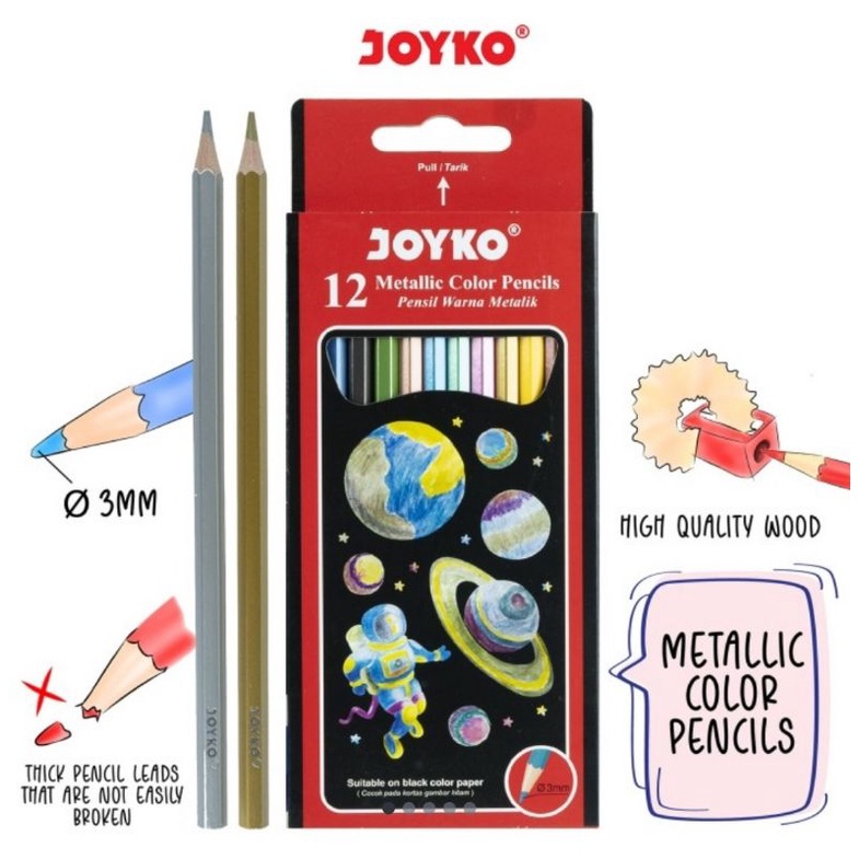 

Joyko Pensil Warna CP-123M (12 warna) - Pensil Warna Metalik