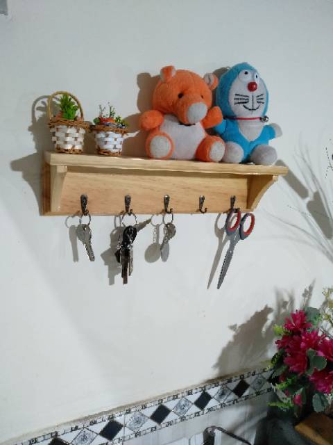 Tempat Kunci / Gantungan Kunci / Key Holder/ Rak Kayu Serbaguna 40 Cm