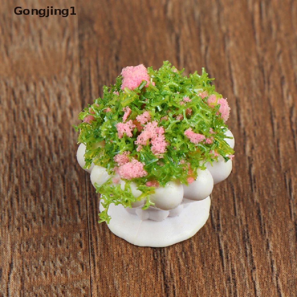 Gongjing1 2pcs Miniatur Pot Bunga / Tanaman Bonsai Skala 1: 12 Untuk Aksesoris Rumah Boneka