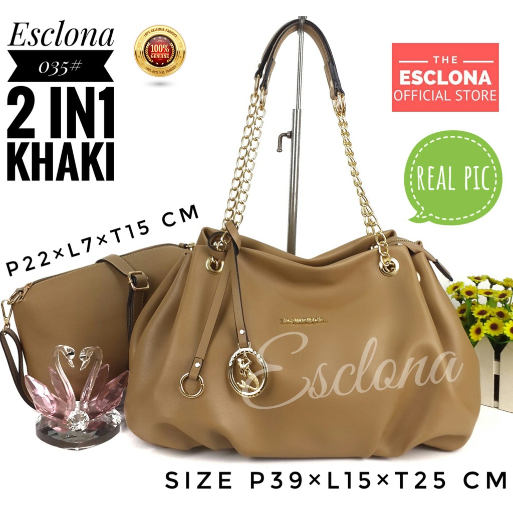 Tas Wanita Import Batam Bag Esclona 035 Selempang Cewek Branded Grosir Fashion Murah Handbag Original Besar Kantor Kerja Kuliah Premium Super Populer Terbaru Terlaris Hobo