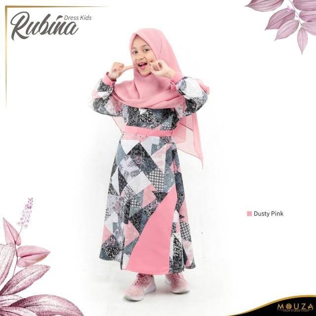 RUBINA DRESS KIDS (gamis only) by MOUZA /GAMIS ANAK/GAMIS ANAK BRANDED/DRESS MUSLIM ANAK/ORIGINAL