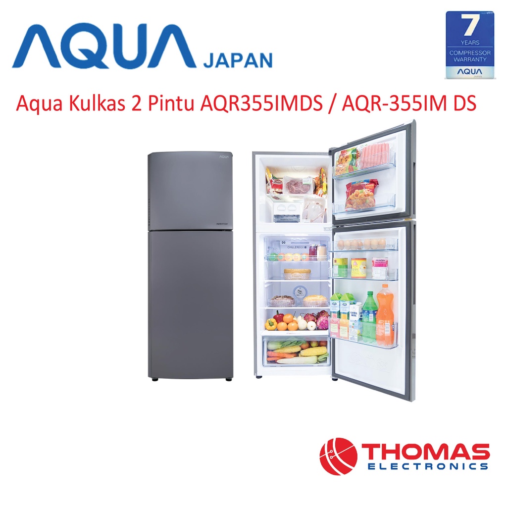 Kulkas 2 Pintu AQUA Twin Inverter JAPAN AQR 355 IM DS AQR355IMDS Kulkas Dua Pintu GARANSI RESMI