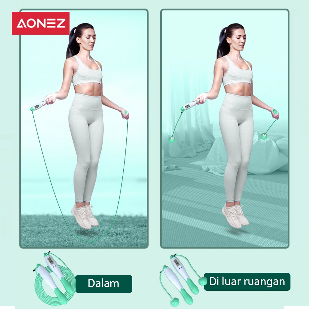 Aonez Lompat Tali Digital Menghitung Tali Lompat Tali Tanpa Kabel, Alat Pelatihan Lompat Tali, Latihan Kalori, Latihan Kebugaran skiping olahraga-1