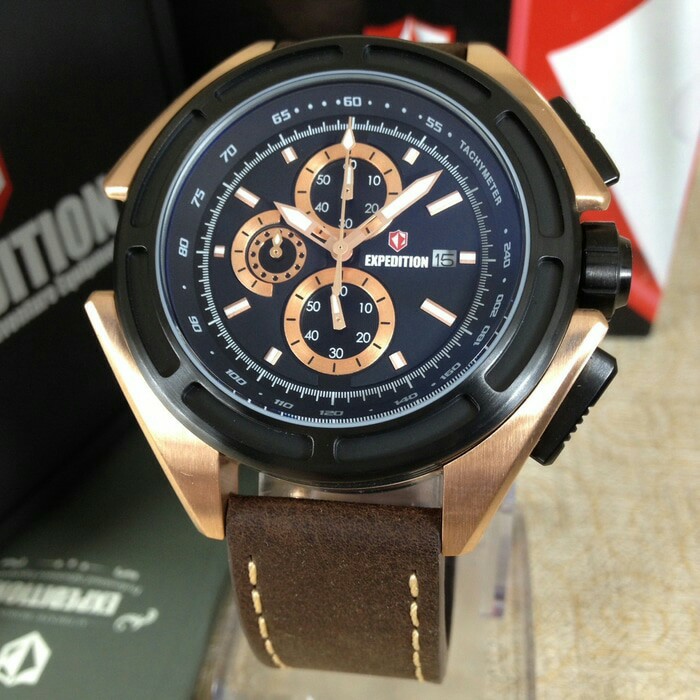 ORIGINAL JAM TANGAN JAM TANGAN EXPEDITION 6712 PRIA SPORTY ROSEGOLD BLACK ORIGINAL