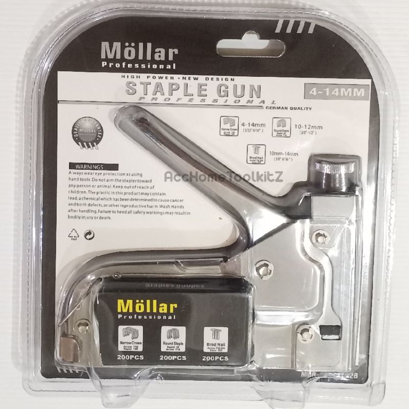 Staples Tembak 4-14MM Staple Gun Professional MOLLAR 3 in 1 / Stapler Jok Motor Kulit 3 Way / Staples Tacker Hekter Tukang Kerajinan Kayu Kursi Sofa Kasur Meja Lemari Spanduk Papan Bunga