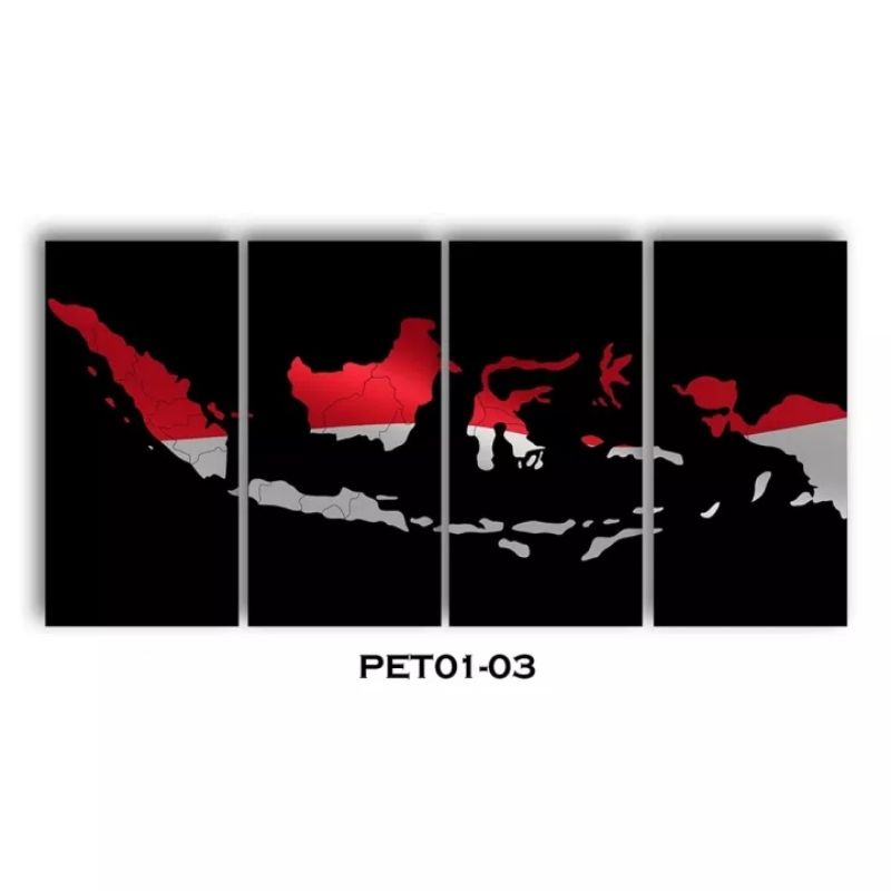 DEKORASI - HIASAN POSTER KAYU HIASAN DINDING PETA INDONESIA 1 SET 4in1 (20 X30CM) PET01