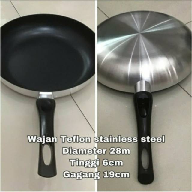 Wajan Penggorengan Teflon Stainless , Fry pan 28Cm